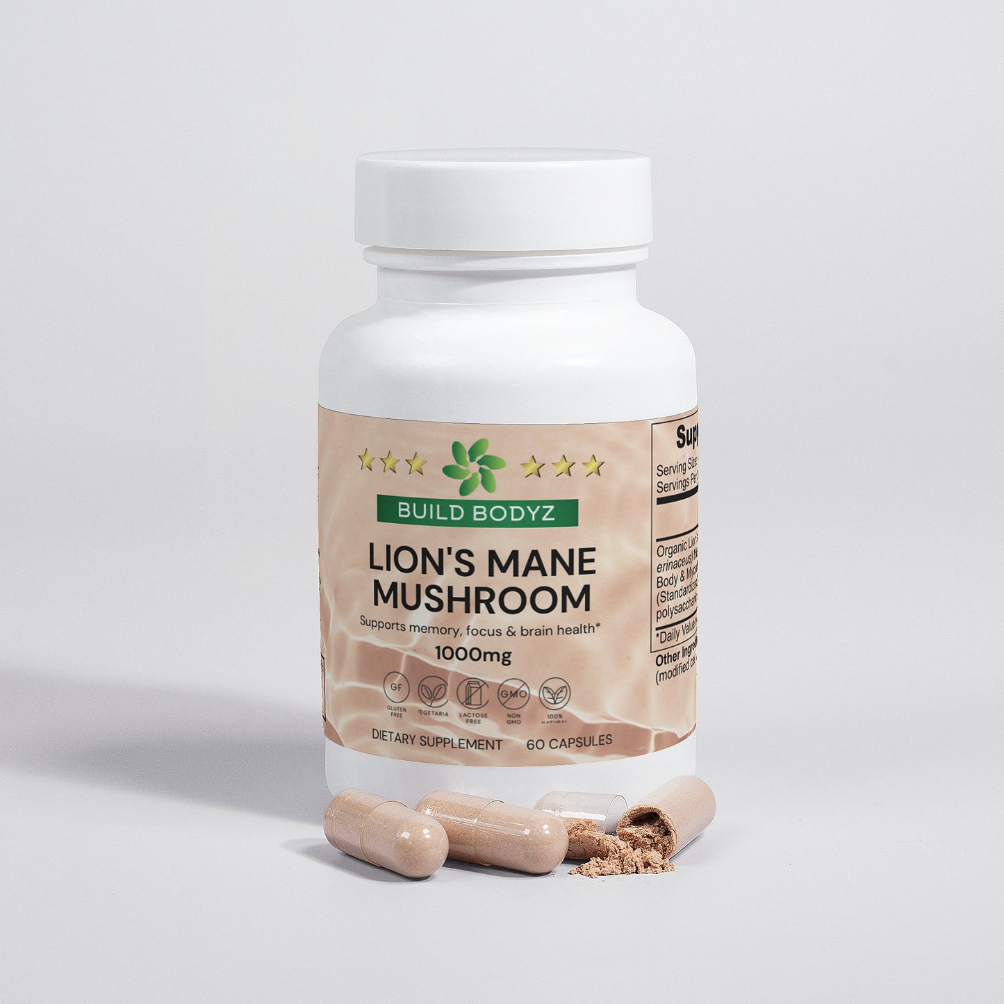 Organic Lions Mane Mushroom Supplement - Unlock Focus and Energy - 60 Vegan Capsules