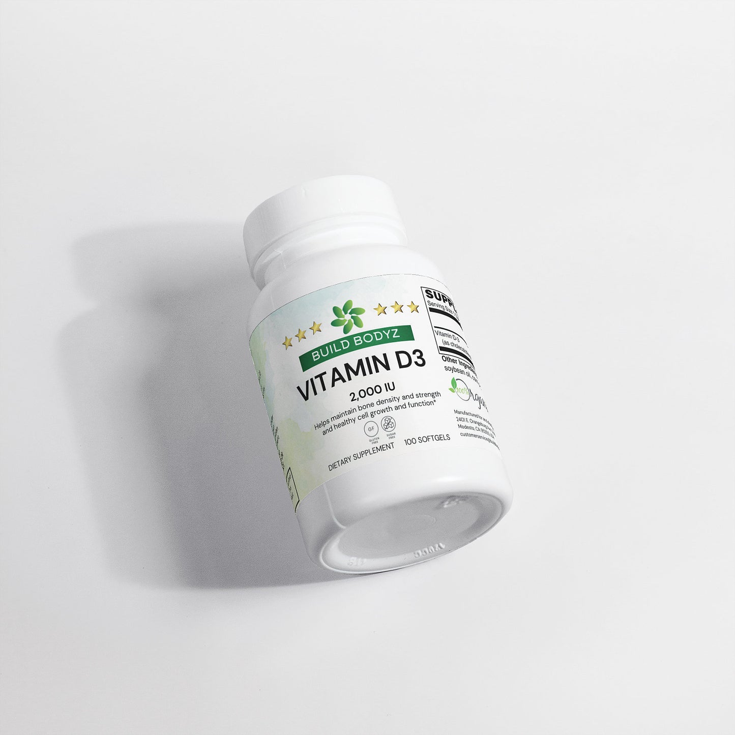 Vitamin D3 (2,000 IU) - Essential for Bone and Muscle Health - 100 Softgels, Gluten-Free
