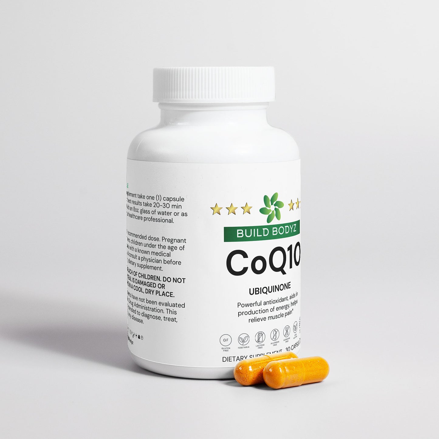 Natural CoQ10 Ubiquinone Supplement for Energy and Antioxidant Support - Vegan, Gluten-Free, and Allergen-Free