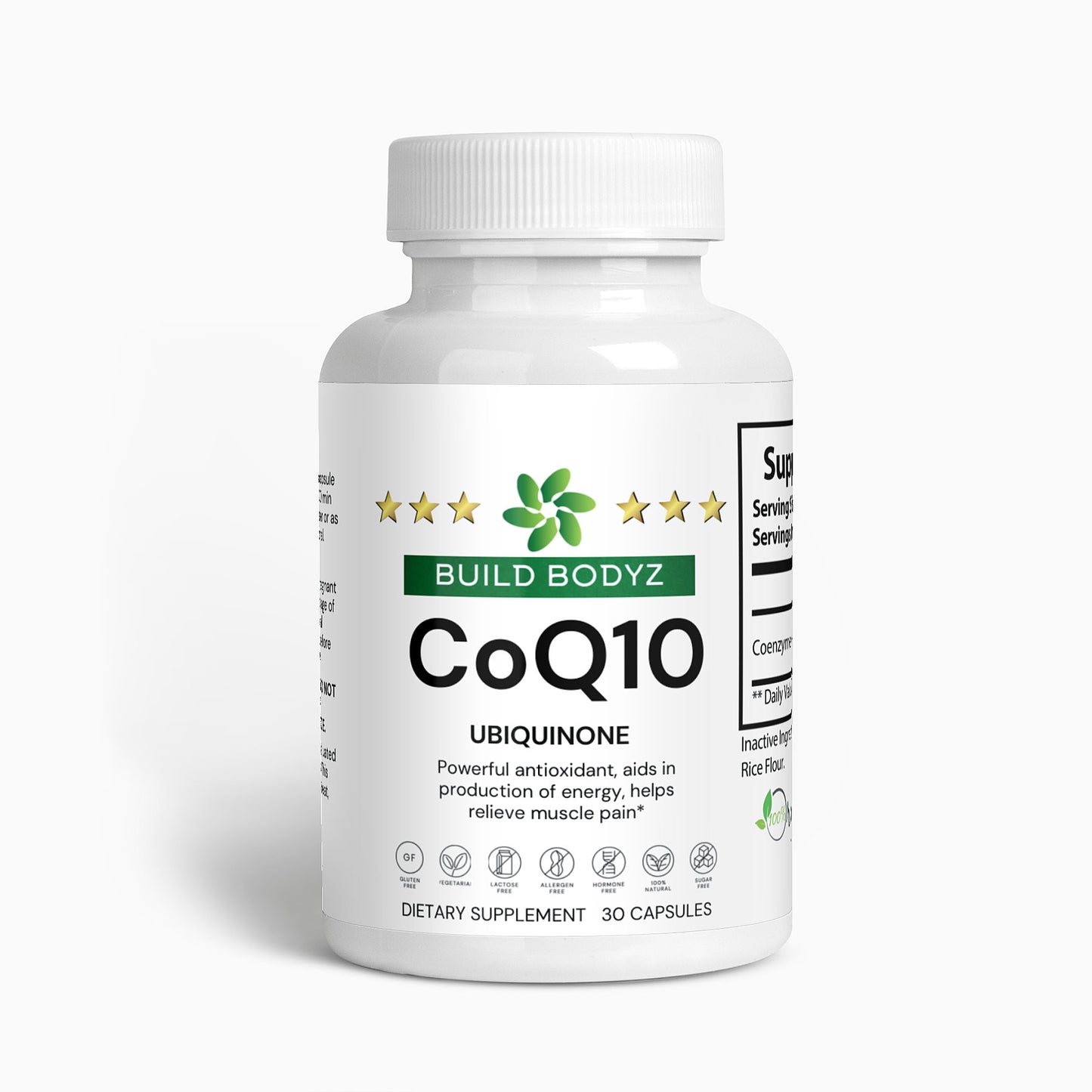 Natural CoQ10 Ubiquinone Supplement for Energy and Antioxidant Support - Vegan, Gluten-Free, and Allergen-Free