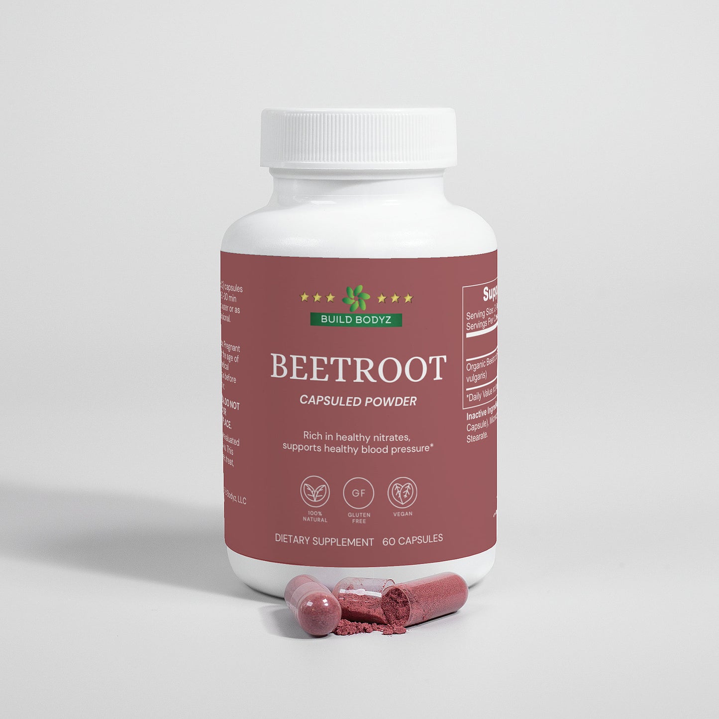 Organic Beetroot Capsules - Natural Nitric Oxide Booster with Antioxidants and Heart Health Benefits