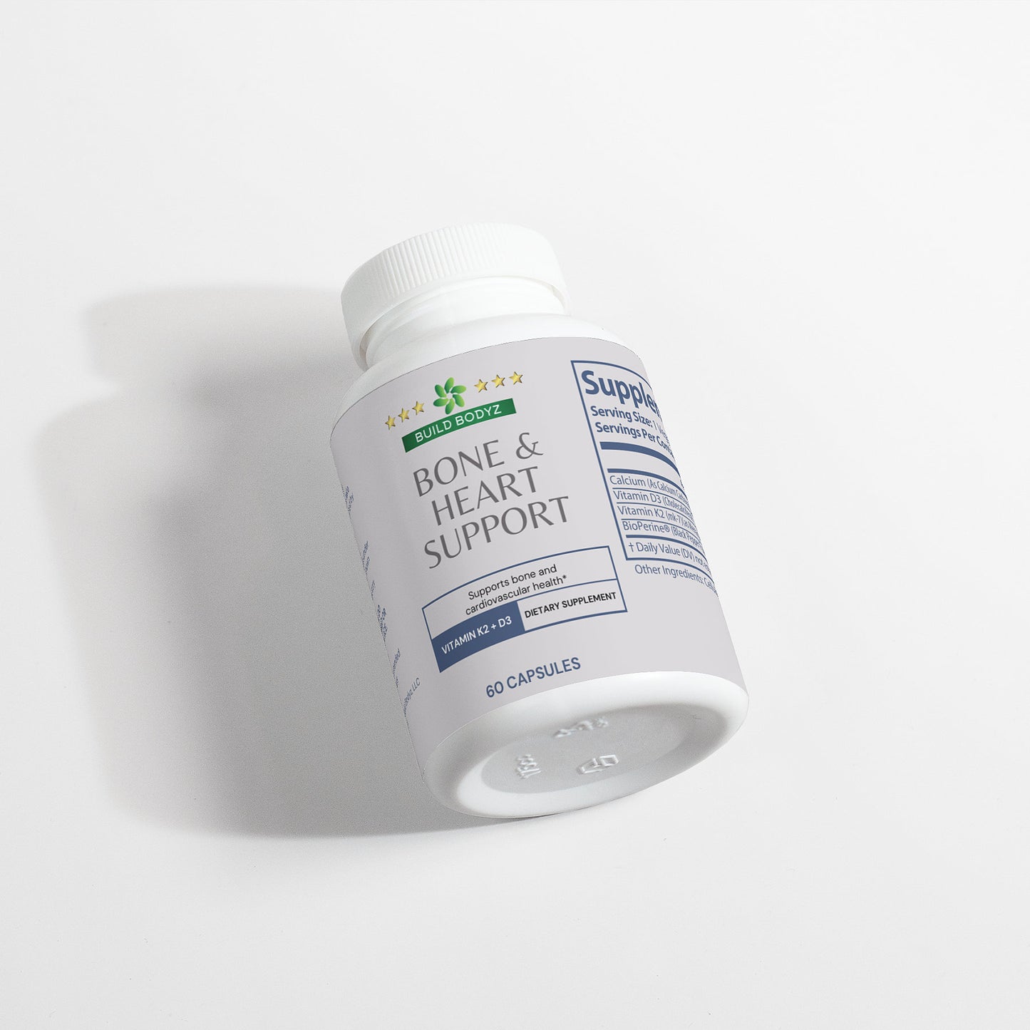 Bone and Heart Health Support - Vitamin D3 and K2 Capsules - 60 Caps - USA Made, Gluten-Free