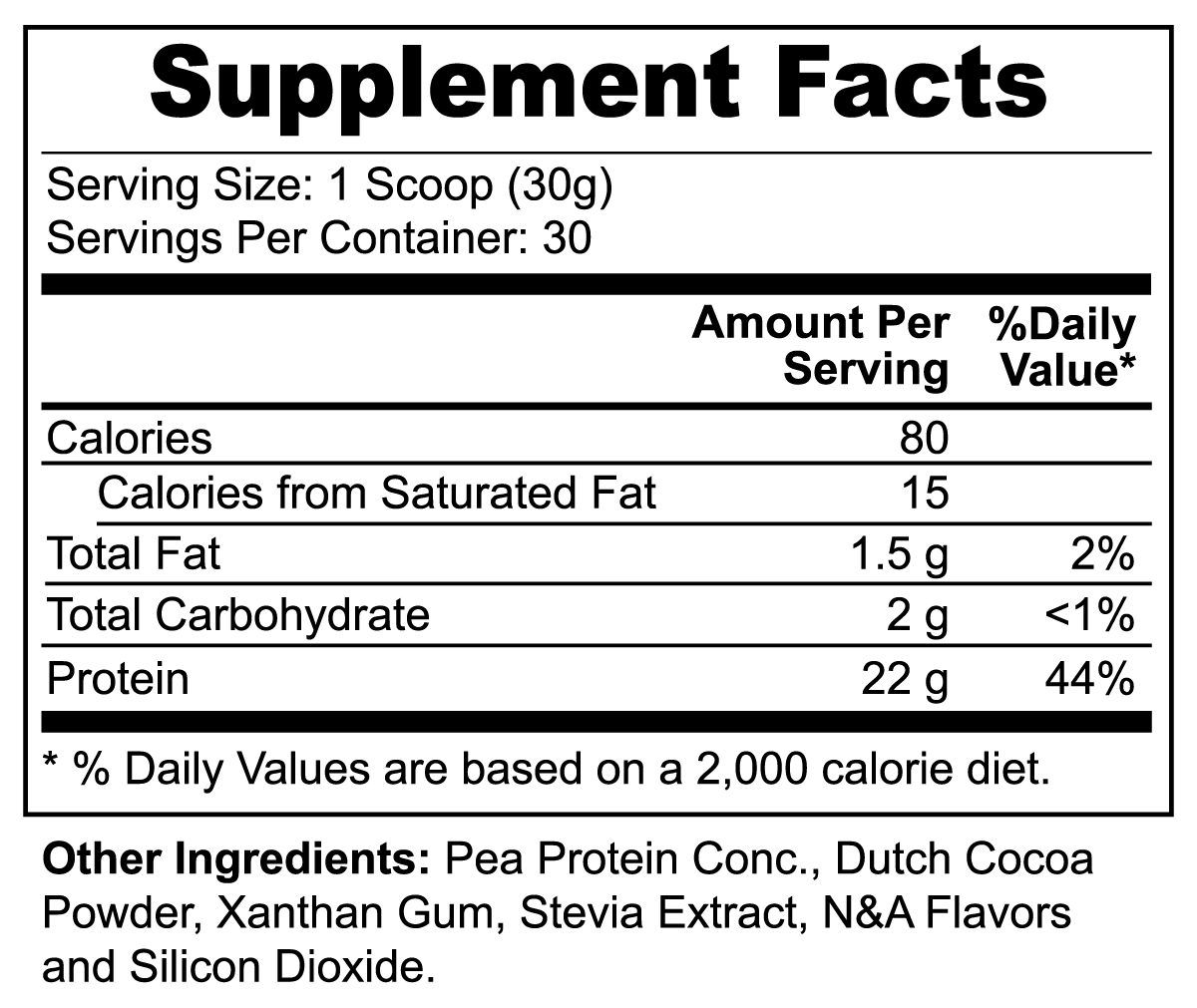 Vegan Pea Protein Powder with Dutch Cocoa - 22g Protein per Serving - 2lb (907g) - Gluten-Free, and Vegan-Friendly