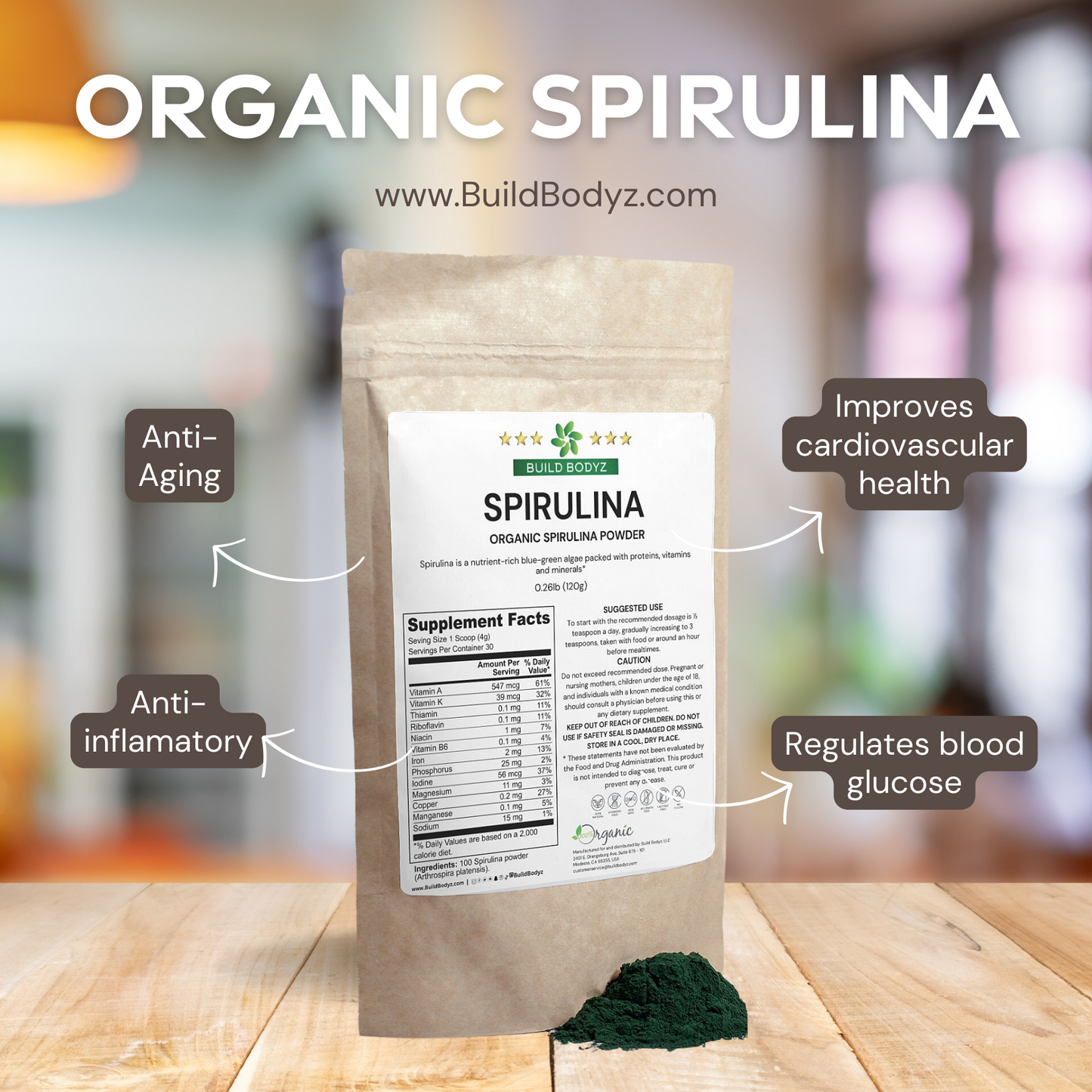 Organic Spirulina Powder - Nutrient-Rich Superfood for Vitality and Wellness