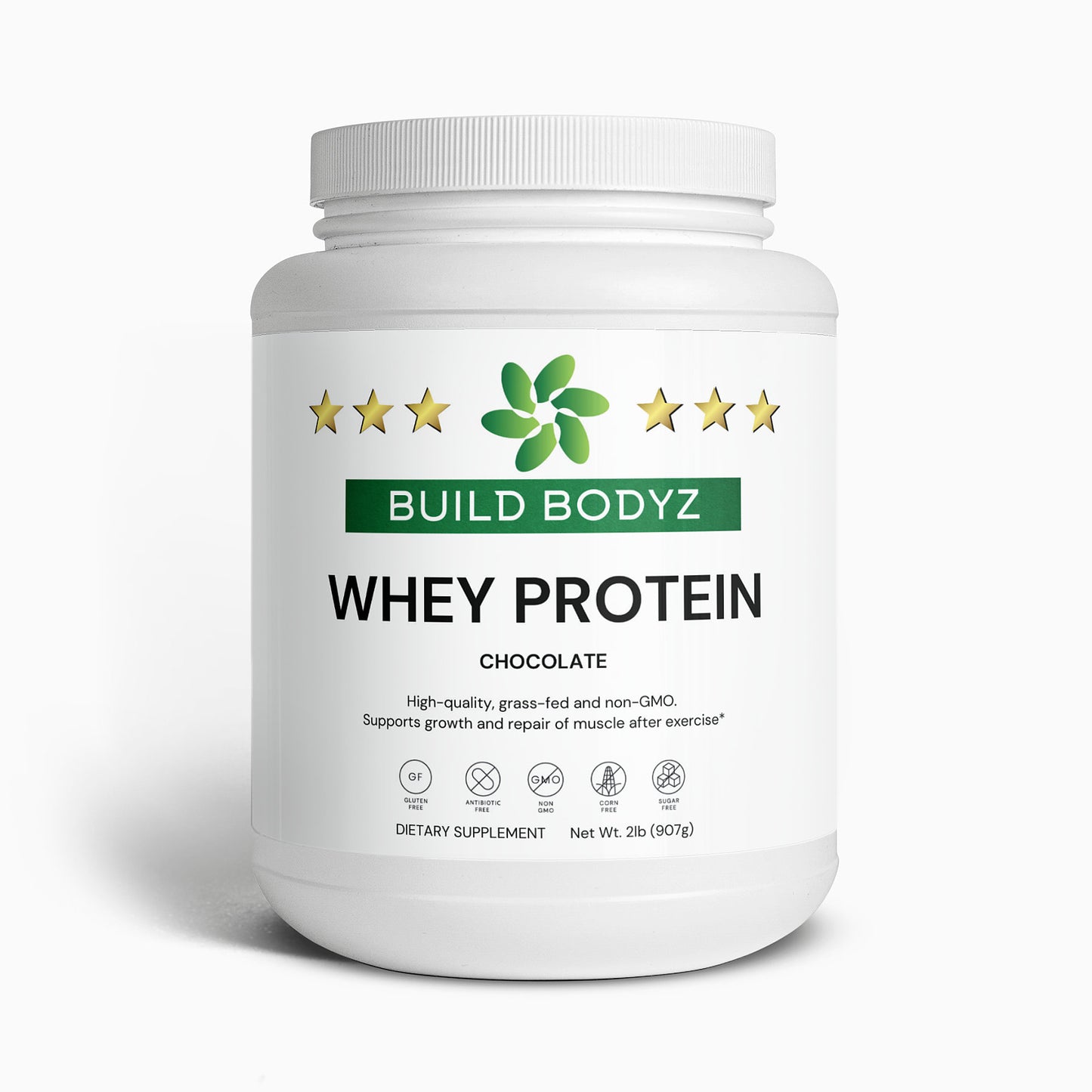 Chocolate Whey Protein Concentrate - Fast Muscle Growth and Recovery - 2lb (907g) - Gluten-Free