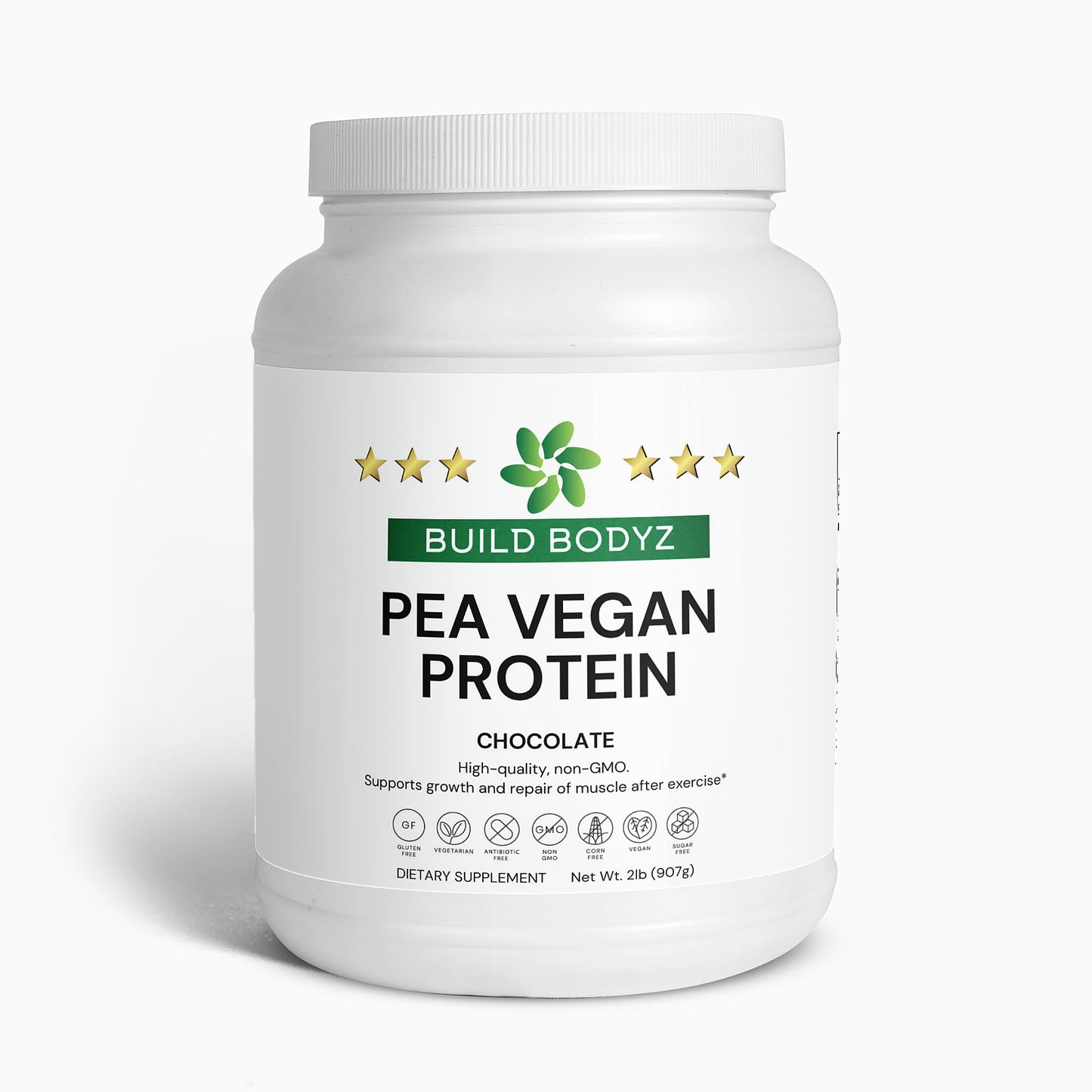 Vegan Pea Protein Powder with Dutch Cocoa - 22g Protein per Serving - 2lb (907g) - Gluten-Free, and Vegan-Friendly