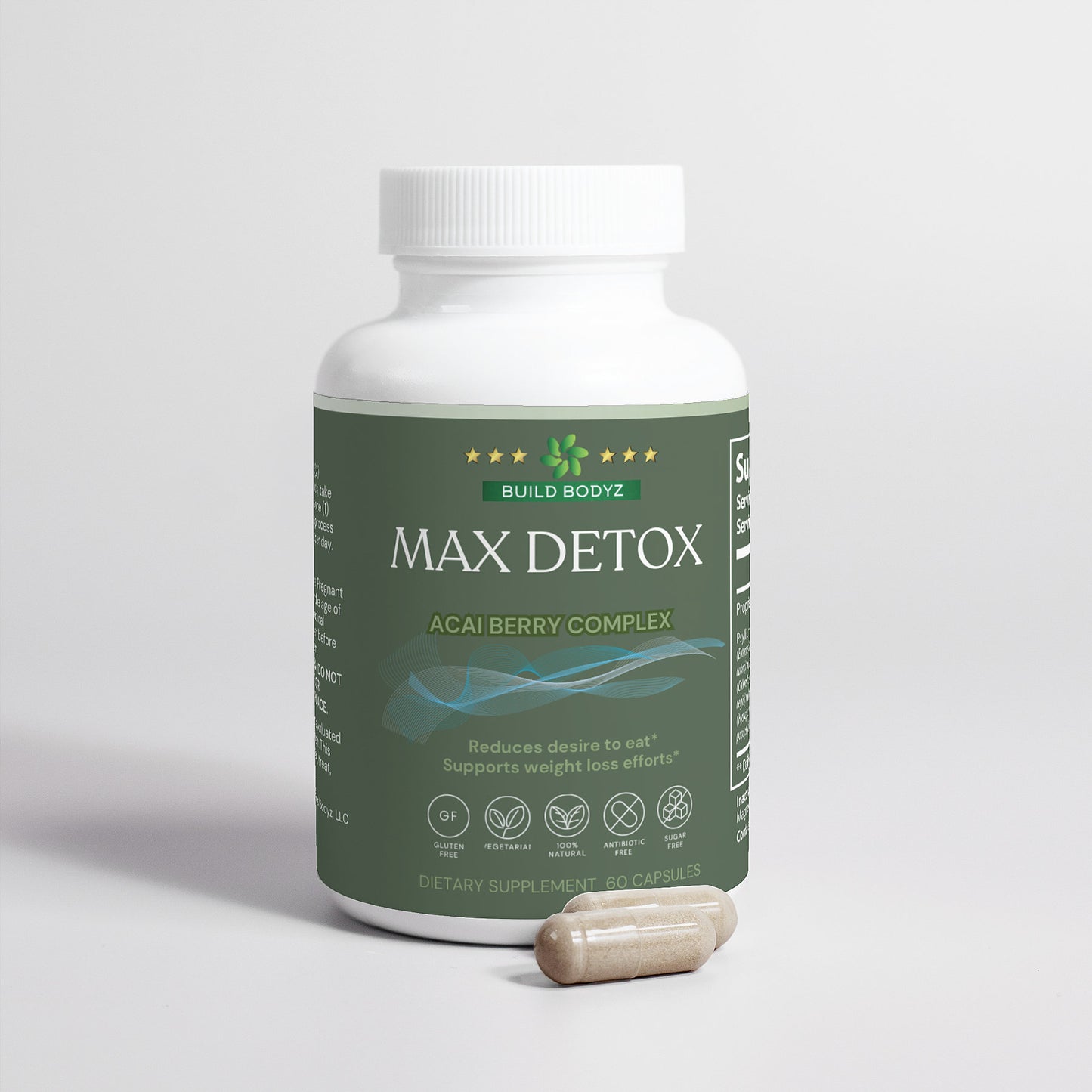 Max Detox Capsules (60) - Natural Liver Support and Toxin Cleanse for a Healthier You - (Acai detox)