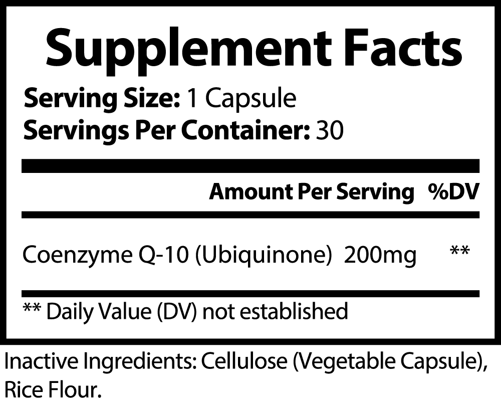 Natural CoQ10 Ubiquinone Supplement for Energy and Antioxidant Support - Vegan, Gluten-Free, and Allergen-Free